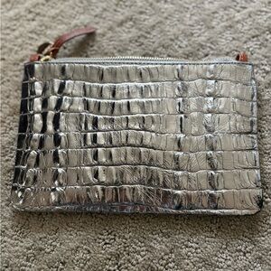 Clare V Elegant Silver Embossed Wristlet